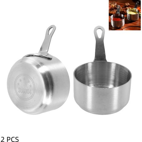 Casserole de 100 ml avec poignée - Mini casserole avec anneau de suspension - Idéale pour la cuisine, les banquets et les pique-niques - 10,5 × 7 × 7 cm - argent (1/5)
