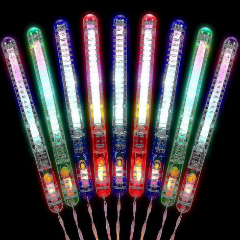 Lot de 12 baguettes lumineuses LED clignotantes avec cordons, baguettes multicolores lumineuses pour concerts et fêtes. (1/3)