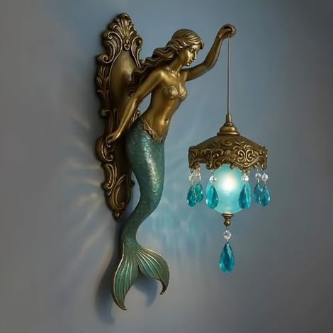 Applique murale sirène, applique murale style bord de mer, veilleuse,fabrication artisanale en résine, lumière chaude, idéale pour les bars