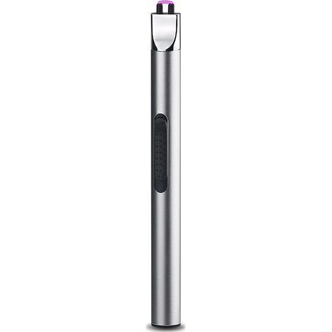 Silver Briquet Rechargeable Électrique Briquet Plasma Briquet USB Arc sans Flamme Coupe-Vent Long Briquet pour Camping Cuisine Grill (1/5)