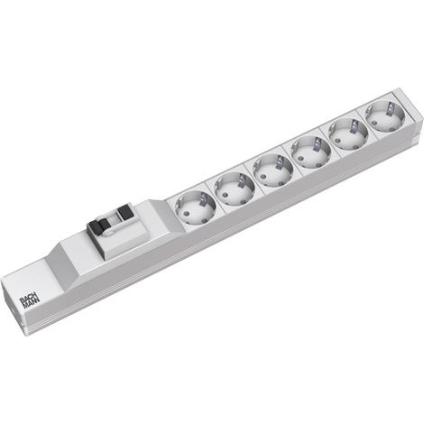 BACHMANN 48,26cm 19Zoll 1HE 6xCEE7/3 1xFI Strom 2,0m CEE7/7