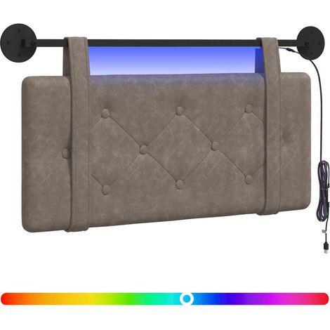 Maison Exclusive - Testiera sospesa Con luce LED Grigio PU Antico (1/5)