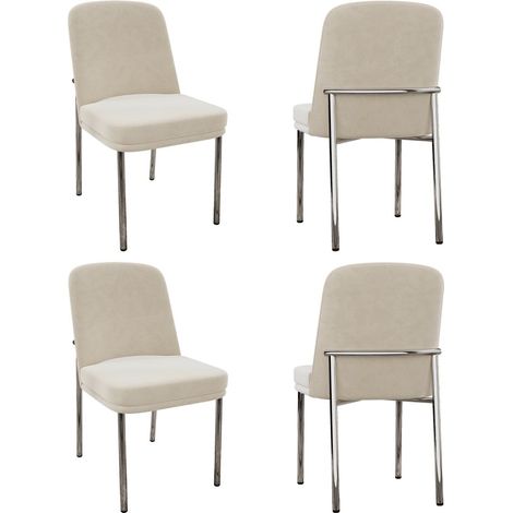 Chaise-de-salle-à-manger-4lot-coussins-épais-pieds-métal-galvanisé-velours-beige-48x53x82cm (1/5)