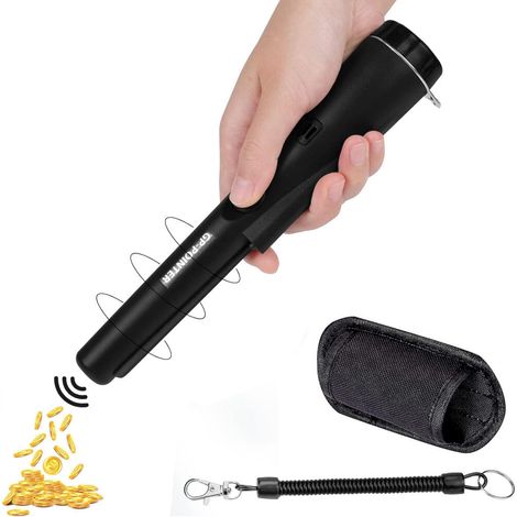 Détecteur de métaux, étanche IP66, balayage à 360°, détecteur de métaux portable, adapté à la chasse au trésor en plein air, noir. (1/5)