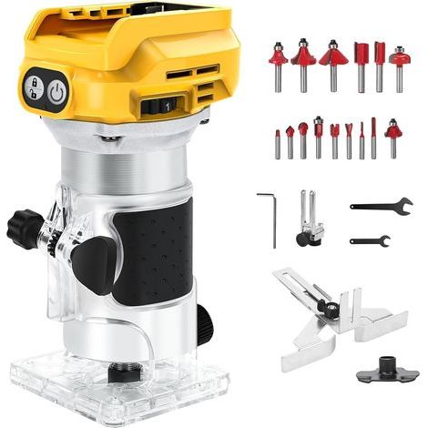 Défonceuse sans fil Dewalt 18V 1300W compatible avec batterie, fonctionnement à une main, 6 vitesses, 28 000 tr/min, idéale pour le travail du bois (batterie non incluse). (1/5)