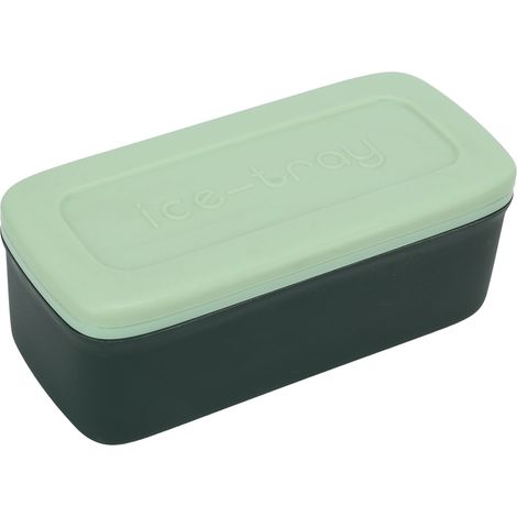 Moule à glaçons en silicone souple, grand format, réutilisable, avec couvercle et pelle, vert, pour bureau et maison, fabrication de glace facile (1/5)