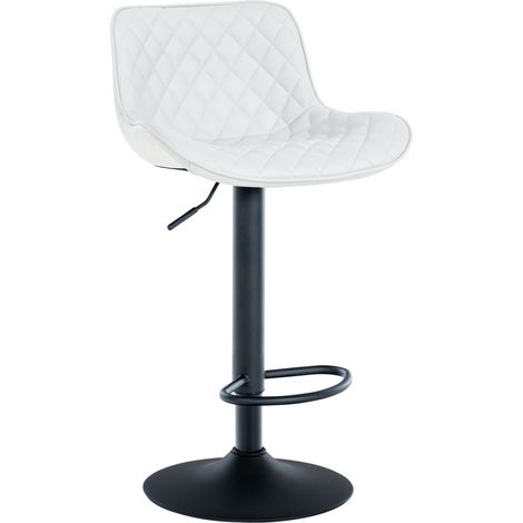 Sgabello da bar x1 seduta con cuciture decorative a rombi in PVC bianco e gambe in metallo nero 100005224