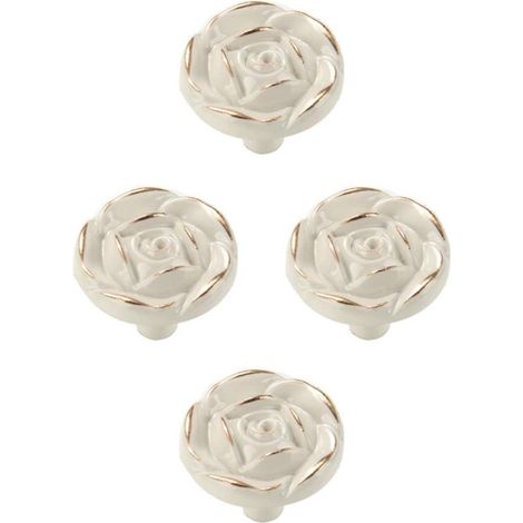 Poignées de tiroir, ensemble de 4 pièces, poignées de coiffeuse, motif bouton de rose vintage, dimensions 313123 mm (1/5)