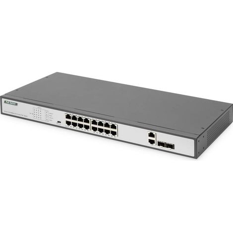 Digitus 16 Port Fast Ethernet Poe Switch, 19 Inch, Unmanaged, 2 Uplinks (1/5)