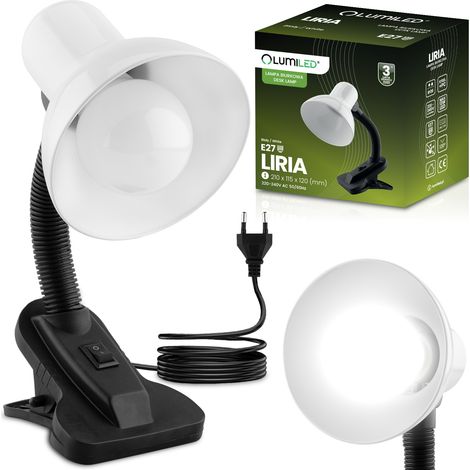 Lampada da scrivania regolabile Liria School Night E27 con clip, luce bianca (1/5)