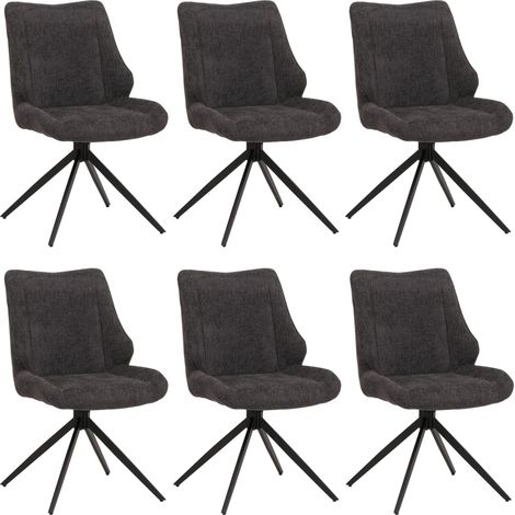 Set 6 sedie sala pranzo HHG-026, posizionamento automatico girevole, tessuto ciniglia (320g/m²) Oeko-Tex, grigio (1/5)