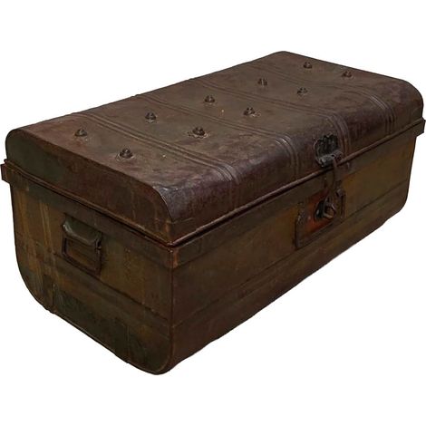Maleta de metal acabado artesanal marrón 67x37x25h cm