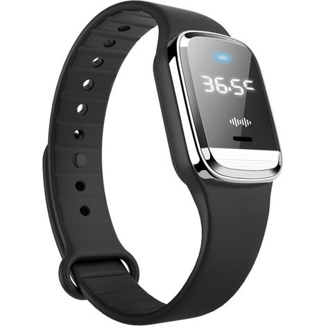 Braccialetto antizanzare in silicone M20 con orologio e display della temperatura, corpo a LED, nero e rosa (1/5)