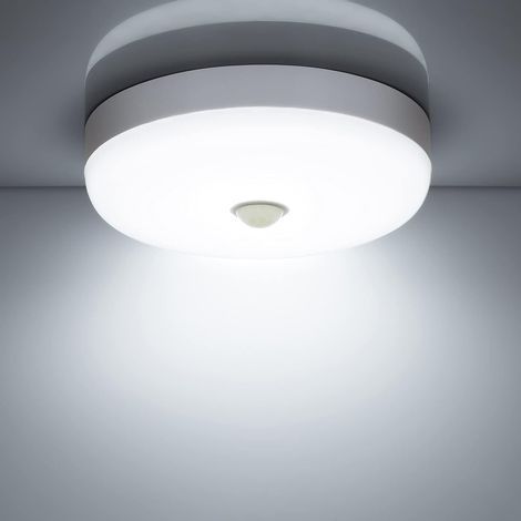 18W 1500LM 6500K Kaltweiße LED-Deckenleuchte IP56 mit Bewegungsmelder – Rundes Design – Geeignet für den Innen- und Außenbereich – Treppenhaus, Badezimmer, Garage, Flur (1/5)