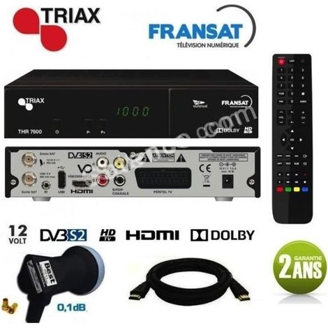 Récepteur satellite - TRIAX - THR 7600 HD - Carte FRANSAT - Câble HDMI 2M - LNB 0,1dB (1/2)