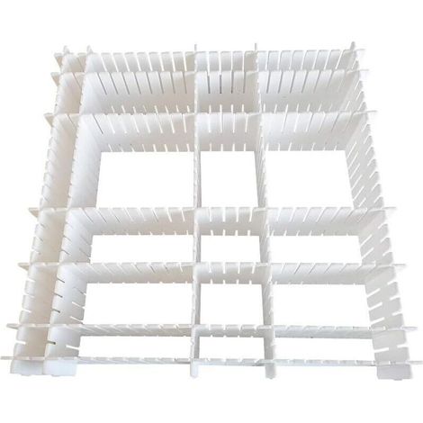 Organisateur de Tiroir, 12 Unité(s), Grille Diviseur de tiroir, Réglable, Séparateurs de Tiroir en Plastique pour sous-vêtements, Chaussettes, Ceintures, Fournitures de Bureau (Blanc) (1/5)