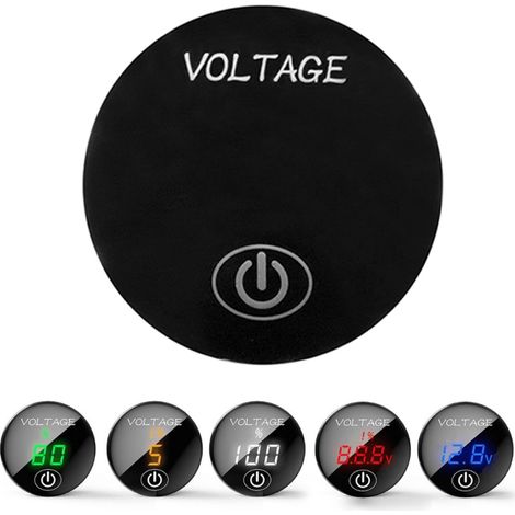 Voltmètre numérique universel 12-24V CC avec panneau LED, interrupteur tactile et affichage capacité batterie pour véhicules et équipements (1/5)