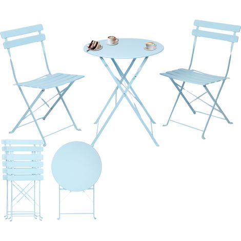 Albatros Bistroset 3-teilig Blau – Bistrotisch mit 2 Stühlen – klappbare Stühle und Tisch aus robustem Metall – optimal als Balkonmöbel Set oder Gartenmöbel in modernem Design
