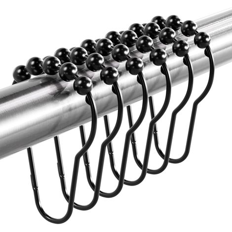 Anneaux de fixation pour rideau de douche, en métal antirouille, pour tringles et rideaux de douche - Lot de 12, bronze (1/5)