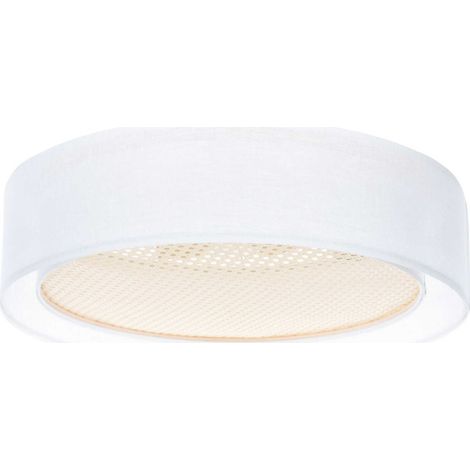 Plafonnier tissu double couche lumière douce effet rotang - Ø 60 cm - H16 cm (1/5)
