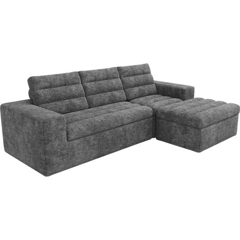Sofá Esquinero Modular 4 a 5 Plazas sin Estructura, con Cojines, Chenilla, Gris Claro (1/5)