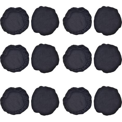12pcs Coussinets d'oreille pour Casque Audio en Tissus Noirs Réutilisables et Lavables, Housses de Protection Confortables pour Bandeau de Casque (1/5)