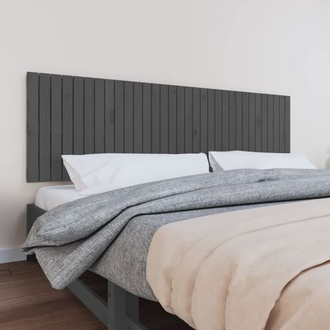 Wand-Kopfteil Grau 204x3x60 cm Massivholz Kiefer vidaXL