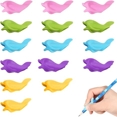 Lot de 15 pote-stylos pou aide à l'écitue pou enfants, aide à l'écitue egonomique pou enfants, couleus aléatoies (1/2)