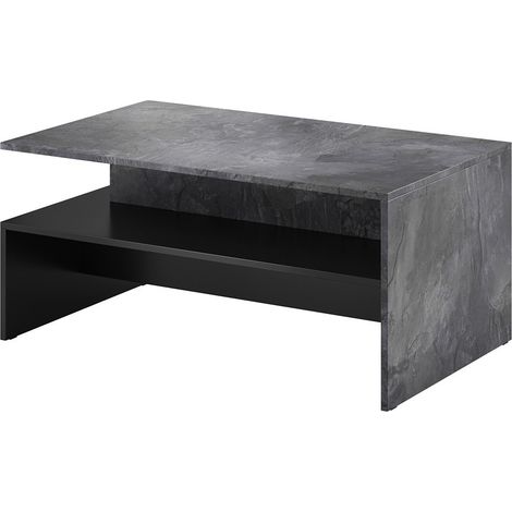 Couchtisch Design RAMOS – Schiefergrau und Schwarz – Mittleres Fach – Zeitgenössischer Stil