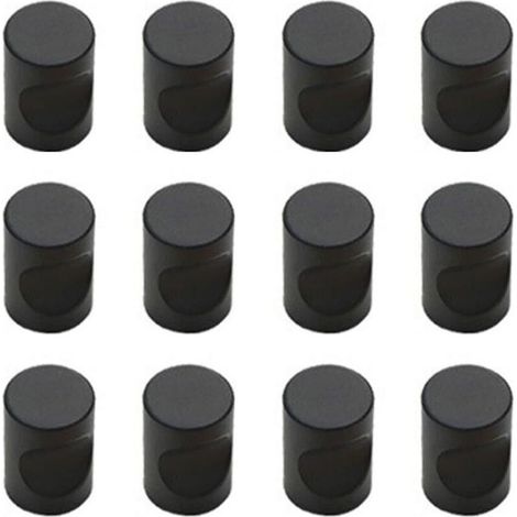 Poignées cylindriques pour meubles, armoires, caves à vin, etc. - lot de 12, noires, 17 x 21 mm (1/5)