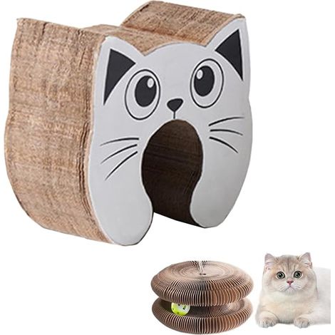 Magic Organ Scratching Post for Cardboard Toy Interactive 2 in 1 Cat Toys Magic Organ Cat Scratcher Board with Bells Magic Scratching Post for Foldable Toy (1/5)