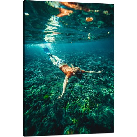 Leinwanddruck „Menschen beim Tauchen im Meer“, 80 x 120 cm