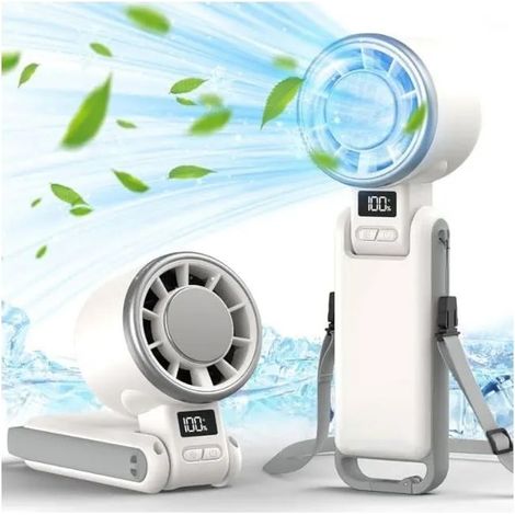 Ventilateur portatif rechargeable, ventilateur de refroidissement portable, 5 vitesses de vent, 4000 mAh, convient utilisation en e (1/5)