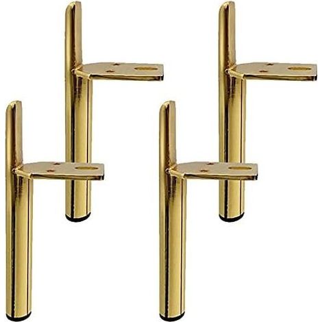 Lot de 4 pieds de meubles de rechange en métal - Noir - Pieds de meubles DIY - Pieds de table - Pieds d'armoire - Lit pour chaises,armoire et canapé,autres pieds de meubles (18 cm,doré)