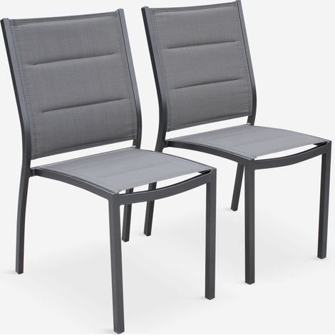 Silla de jardín apilable de aluminio, set de 2