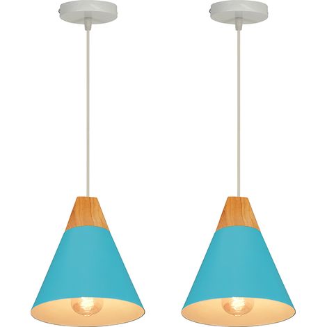 (2PCS)-Modern Pendant Light Blue Nordic Pendant Light Retro Pendant Lights Antique Hanging Lamp Minimalist Ceiling Light E27 Indoor Pendant Lighting