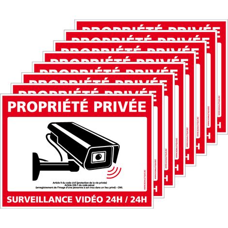 Autocollants Alarme Lot de 8 stickers Alarme Sécurité Protection Vidéosurveillance 8 x 6 cm résistants UV et pluie. Propriété privée surveillance vidéo 24h/24h . - Propriété privée surveillance vidéo