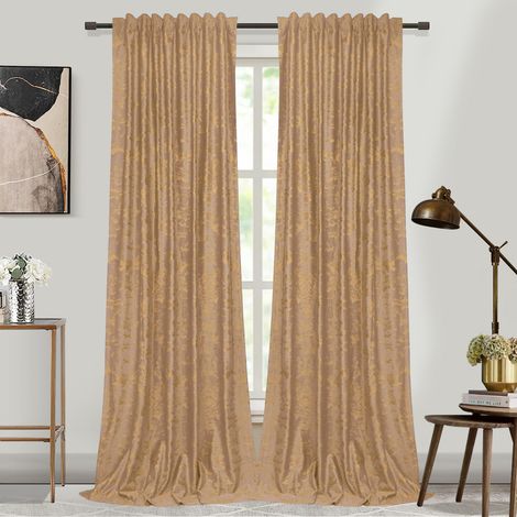 Rosnek Rideau Occultant en Velours avec Estampage Doré Isolant Thermique et Phonique 132x213cm Rose (Lot de 2) (1/5)