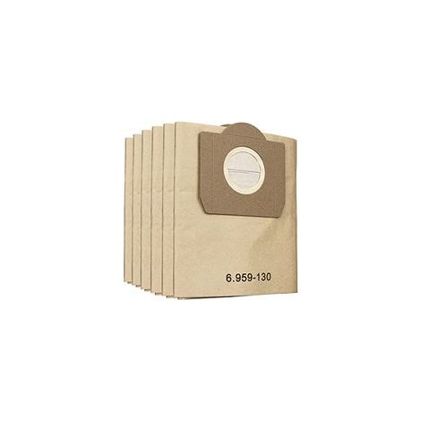 Ensemble de 6 sacs filtrants en papier pour aspirateur eau et poussière Karcher WD3 et nettoyeur de tapis SE 4001 - remplace la pièce numéro 6.959-130.0 (1/5)
