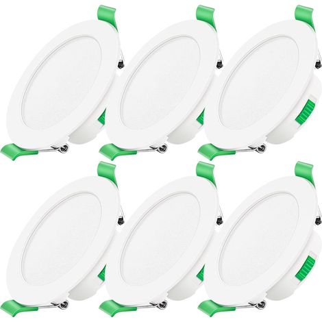 Faretto da incasso a LED dimmerabile 230V 7W Faretto da soffitto 3000K 4000K 6500K Faretto da incasso a soffitto orientabile impermeabile IP44 per bagno, soggiorno, confezione da 6, rotondo, bianco