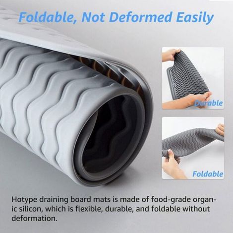 Tapis De Séchage Vaisselle - Silicone Alimentaire - Résistant À La Chaleur Jusqu'à 220 °C - Antidérapant - Pour Évier Cuisine - Noir - 1 Pièce (1/4)