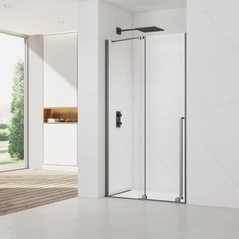 Swiss Aqua Technologies X-MOTION Duschtür 140x200cm Schwebend, Antikalk mit Gun Metal Profil (SATBWIXM140NIKAGM)