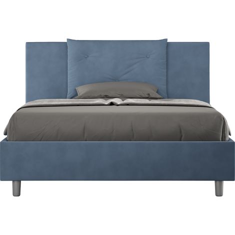 Letto alla Francese rivestito in Microfibra - APPIA - Dimensione Rete: 140x200 - Colore: Blu - Tipologia Letto: Senza Rete (1/5)