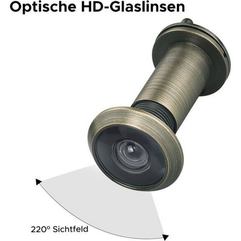 Judas de porte en laiton massif, angle de vision de 220°, pour portes de 35 à 55 mm d'épaisseur - noir Étiquette (1/5)