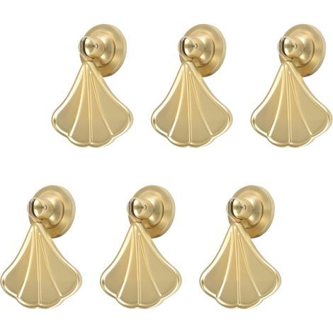Poignées en forme de feuille de Ginkgo, lot de 6, dorées, pendantes, pour tiroir, poignée à trou unique pour armoire, placard, commode (1/5)