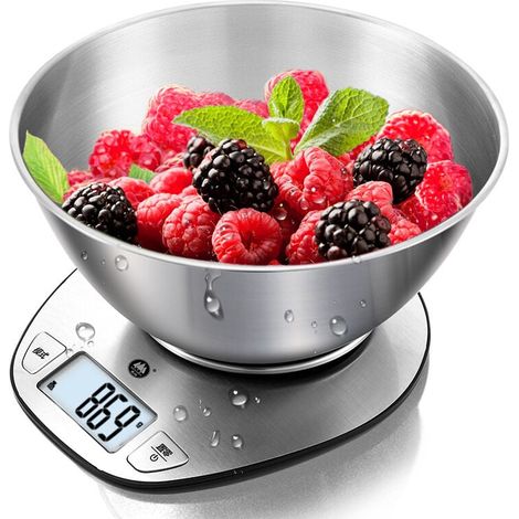Balance de cuisine électronique 5 kg 0,1 g avec plateau, fonction tare, écran LCD, idéale pour une utilisation domestique en intérieur.-AquaForge (1/4)
