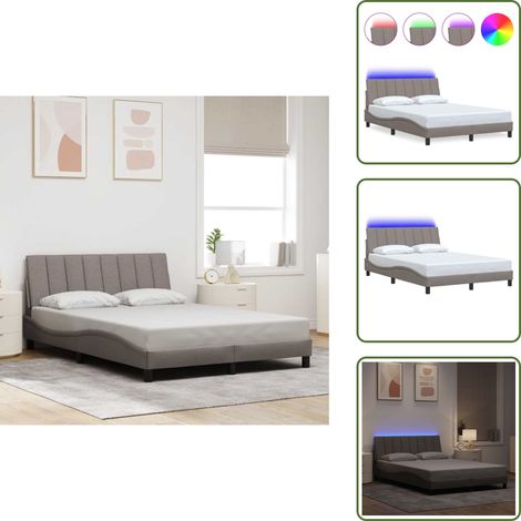 The Living Store Cadre de lit sans matelas Hanko taupe 120x200 cm tissu - Oreiller de tête (1/5)