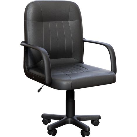 Morton Office Chair Faux Leather Adjustable Ergonomic Computer Desk Chair, Black