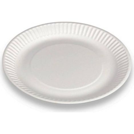 100 Assiettes Rondes Jetables en Carton Blanches D. 23 cm pour Buffet, Traiteur, Anniversaire et Fêtes - D-Work