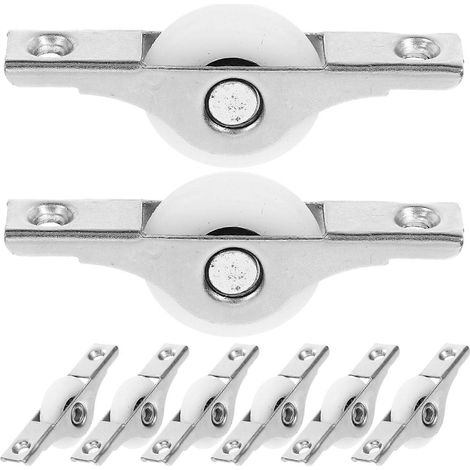 Lot de 8 poulies de porte coulissante, galets de remplacement pour fenêtres coulissantes, galets de guidage pour rails de porte. (1/4)